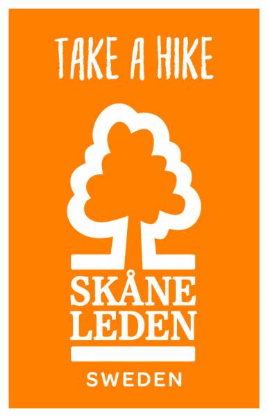 Orangefarbener Aufn&auml;her mit Sk&aring;neledens Logo